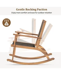 Streamdale Furniture 2-Piece Acacia Wood and Wicker Patio Rocking Chair Set