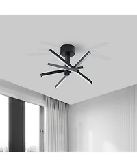 Midola 12 Inch Modern Led Ceiling Light, Geometric Starburst Design with Black Finish for Living Room, Bedroom, and Hallways
