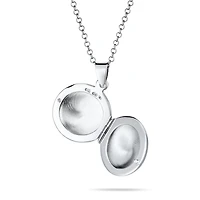 Bling Jewelry Simple Round Photo Locket Necklace Medium Dome Circle Holds Pictures .925 Sterling Silver