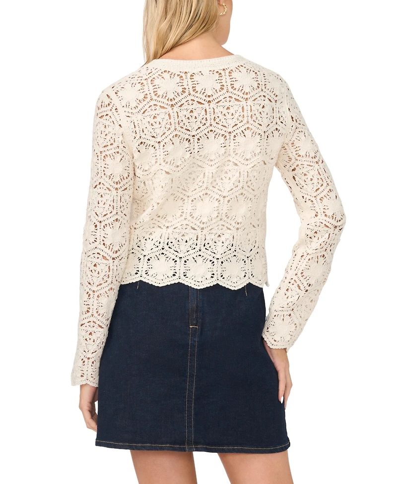 Vince Camuto Women's Crochet Detail Cardigan Sweater