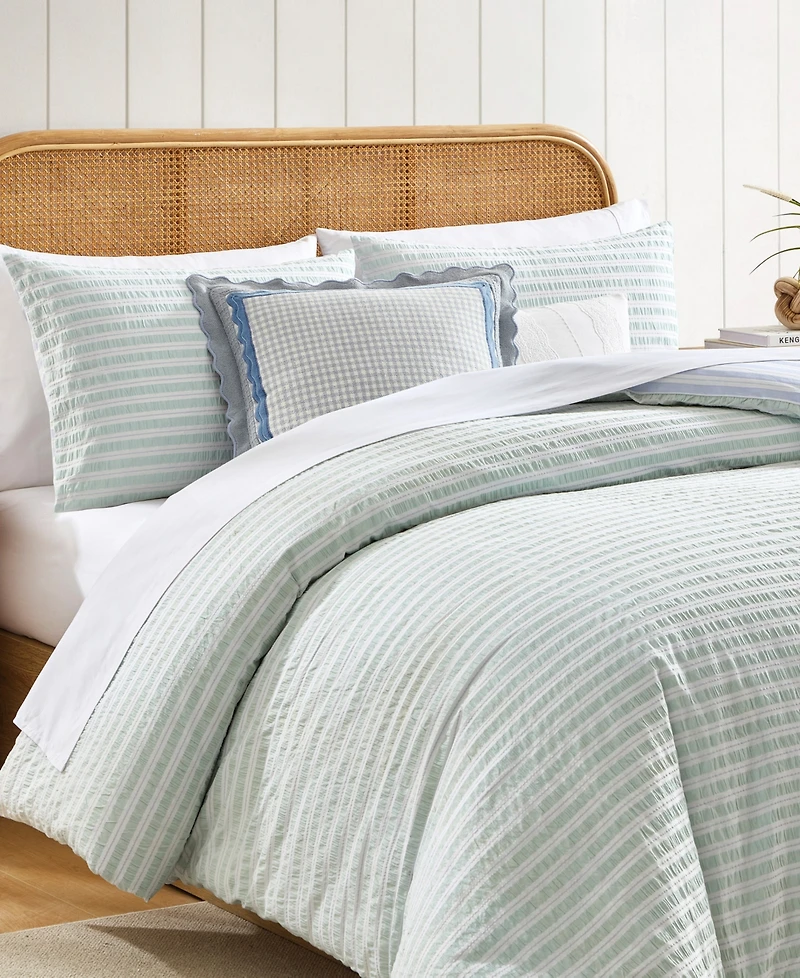 Peri Home Seersucker Stripe 3-Piece Duvet Cover Set, King
