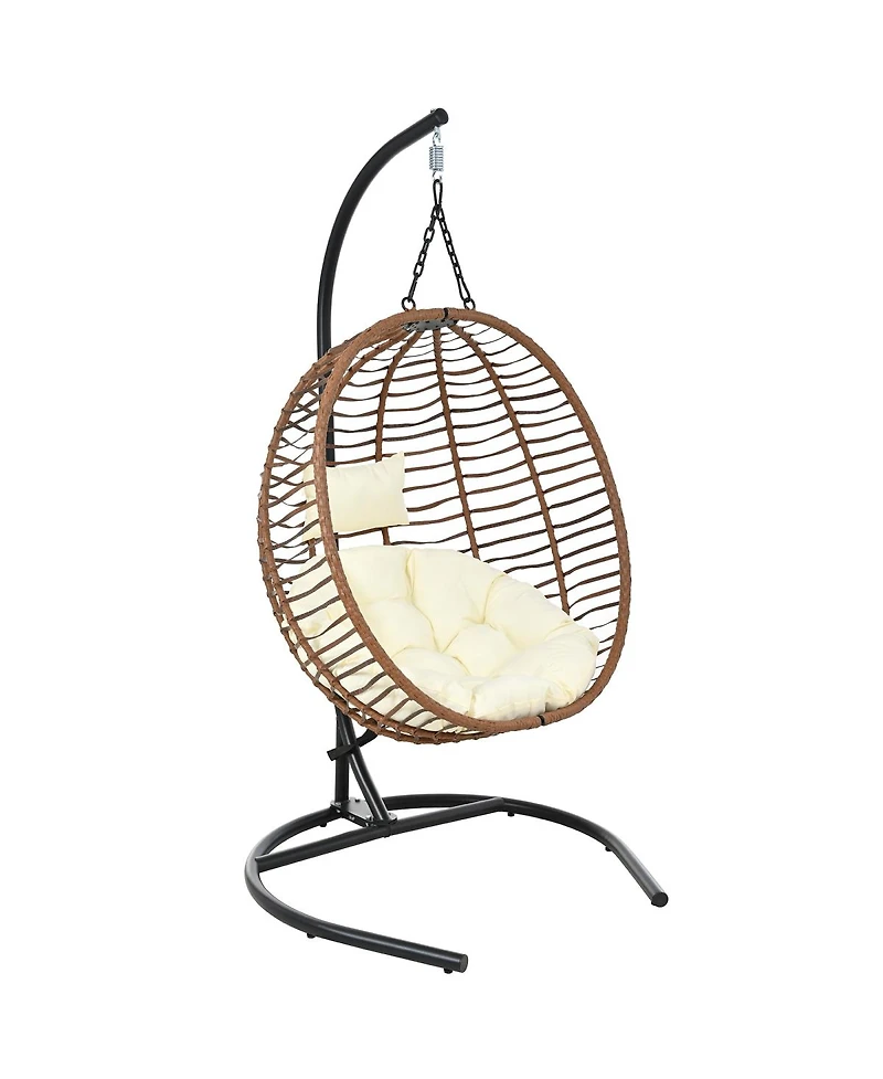 Streamdale Furniture Single Person Folding Hanging Egg Chair with Stand for Indoor and Outdoor Use