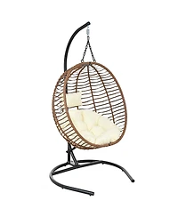 Streamdale Furniture Single Person Folding Hanging Egg Chair with Stand for Indoor and Outdoor Use