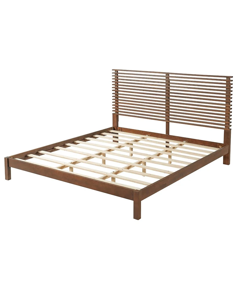 Streamdale Furniture Premium Solid Wood King Bed Frame, Walnut, 600lbs Capacity, No Box Spring Needed