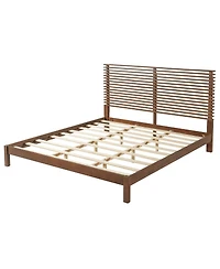 Streamdale Furniture Premium Solid Wood King Bed Frame, Walnut, 600lbs Capacity, No Box Spring Needed