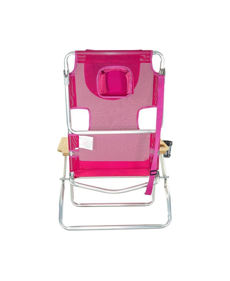 Ostrich The Altitude 3N1 High Back Outdoor Beach Lounge Chair w/Footrest, Pink
