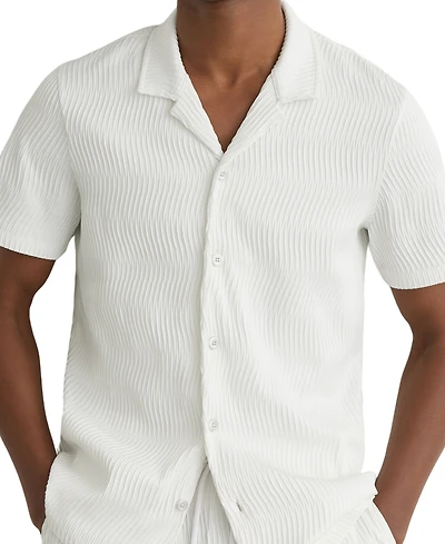 Reiss Men's Aleo Textured-Wave Cuban-Collar Shirt