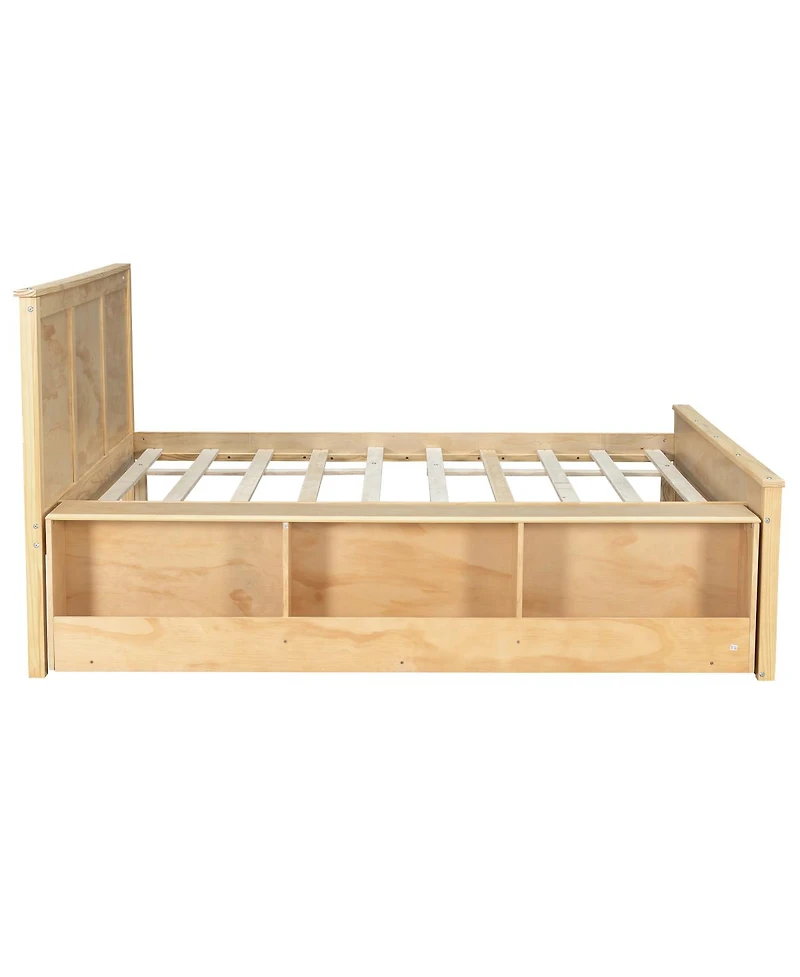 Streamdale Furniture Full Size Wooden Platform bed with Pull Out Trundle,Storage Cabinet