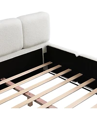 Streamdale Furniture California King Boucle Platform Bed with Thick Headboard and Footboard