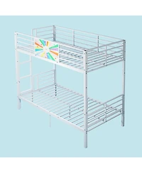 Streamdale Furniture Twin Over Twin Heavy-Duty Metal Bunk Bed with Guardrails and Ladder