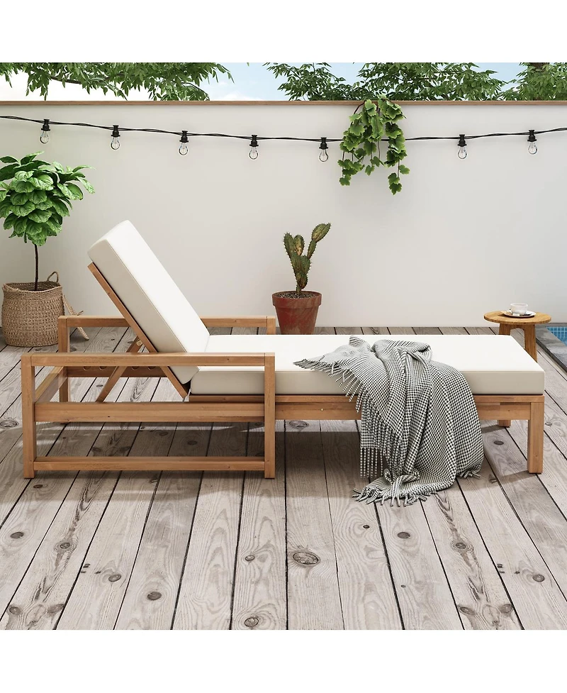 Streamdale Furniture 5-Position Outdoor Chaise Lounge with Cushion and Adjustable Backrest