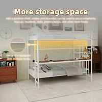 Streamdale Furniture Full Over Twin Metal Bunk Bed with Desk and Led Lighting