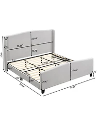Streamdale Furniture King Size Upholstered Bed Frame With High Headboard And Footboard