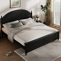 Streamdale Furniture Queen size Wooden Bed Frame with Arched Headboard and Classic Design