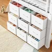 Streamdale Furniture Twin Low Loft Bed with Storage Stairs, Fabric Drawers, and Shelves