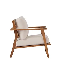 Streamdale Furniture Mid-Century Modern Acacia Wood Outdoor Club Chair with Cushions