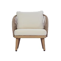 Streamdale Furniture Acacia Wood Outdoor Club Chair with Rope Accents and Weather-Resistant Cushion
