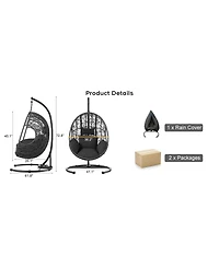 Streamdale Furniture 42" Extra Wide U-Base Hanging Egg Chair with Cushion and Waterproof Cover