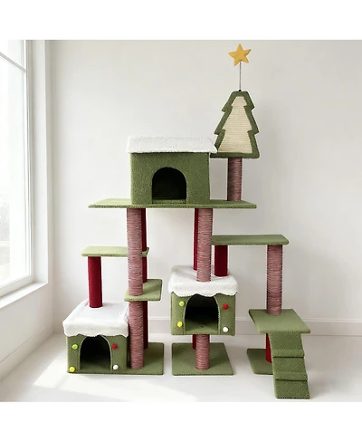 Streamdale Furniture Wide Christmas Cat Tree Tower For Indoor Cats
