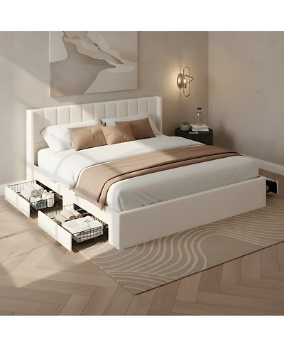 Streamdale Furniture Large-capacity upholstered storage bed with drawers ,King
