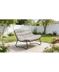 Streamdale Furniture All-Weather Wicker Patio Loveseat with Thick Cushions