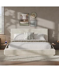 Streamdale Furniture Queen Bed Frame with Adjustable Side Table and Upholstered Cushion