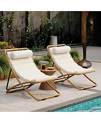 Streamdale Furniture 2-Piece Rattan Folding Patio Chair Set with Adjustable Backrest