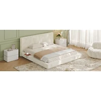 Streamdale Furniture King Bed with Adjustable Side Tables and Cloud Upholstered Cushion