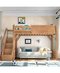 Streamdale Furniture Twin Size Loft Bed With Wardrobe, Storage, And Stairs
