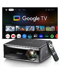 Aurzen Portable Home Theater Projector with Latest Google Tv Built-in, 1000 Ansi Lumens, Memc Tech, 4K Support, 20W DoIby Audio, Fully Automatic