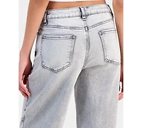 Madden Girl Juniors' Star Stud Mid Rise Wide Leg Jeans