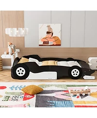 Streamdale Furniture Full Size Race Car-Shaped Platform Bed with Wheels