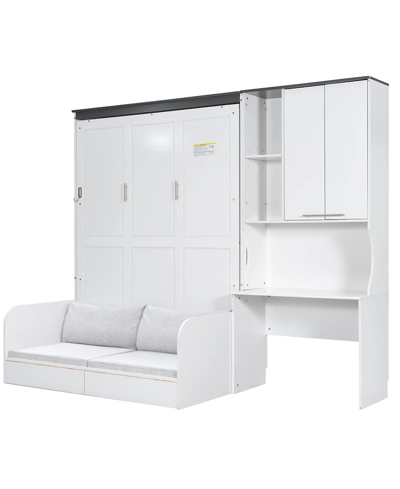 Streamdale Furniture Multi-Functional Murphy Bed With Sofa, Desk, And Storage - Queen Size