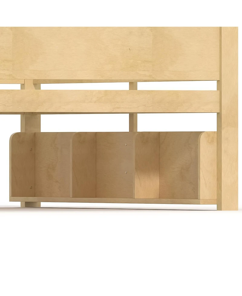 Streamdale Furniture Queen over Queen Solid Wood Bunk Bed with Storage Shelves