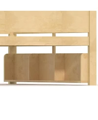Streamdale Furniture Queen over Queen Solid Wood Bunk Bed with Storage Shelves