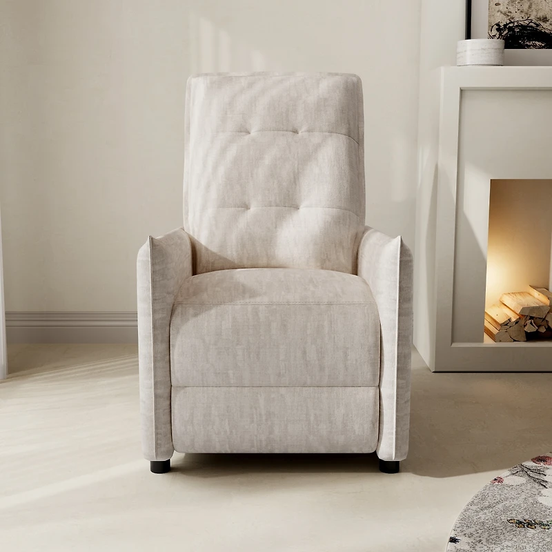 Streamdale Furniture Chenille Fabric Manual Push Back Recliner Chair