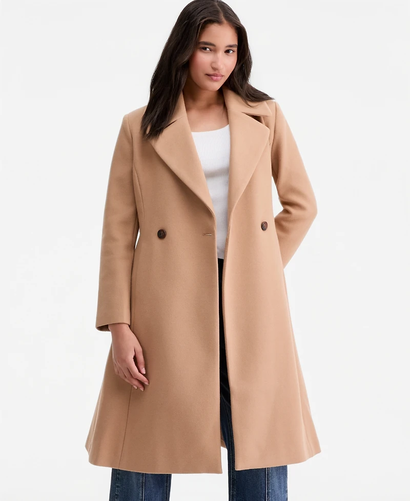 CeCe Petite Double-Breasted Belted Bow Back Coat