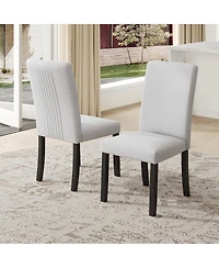 Streamdale Furniture Set of 4 Upholstered Fabric Dining Chairs with Wood Legs
