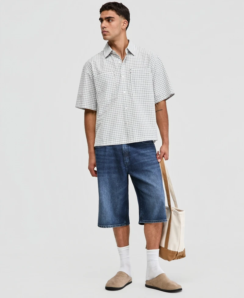Mode of One Men's Plaid Seersucker Short-Sleeve Shirt, Macy's Exclusive