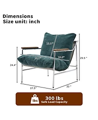 Rainsken Modern Single Reading Accent Chair, Comfy Chenille Sofa Chair, Corner Balcony Armchair, Metal Frame, for Living Room Bedroom Home Belcony