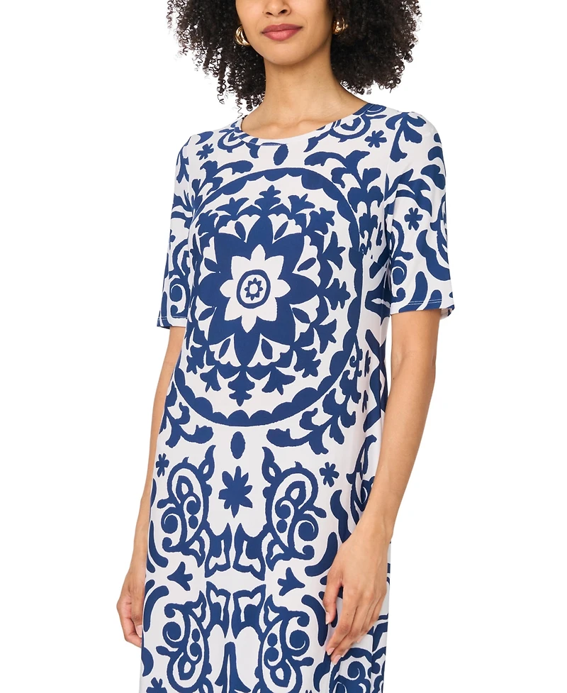 Vince Camuto Women's Crewneck Printed Maxi Dress