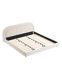 Streamdale Furniture Modern Curved Upholstered King Platform Bed with Rounded Headboard