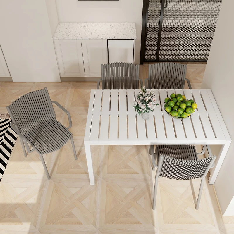 Streamdale Furniture 4pc Warm Stackable Armchair and Modern Table Set