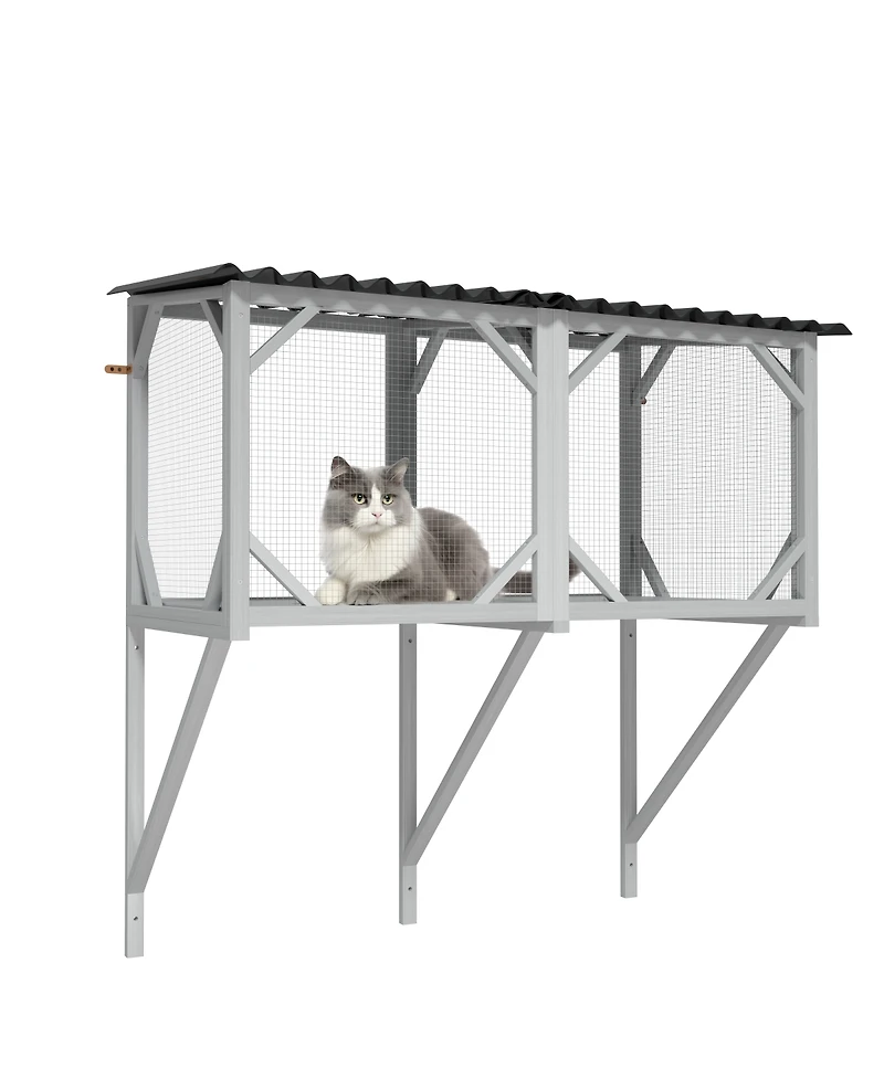 Streamdale Furniture Wooden Cat Window Perch for Large Indoor Cats - Sunbathing and Napping Hammock
