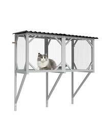 Streamdale Furniture Wooden Cat Window Perch for Large Indoor Cats - Sunbathing and Napping Hammock