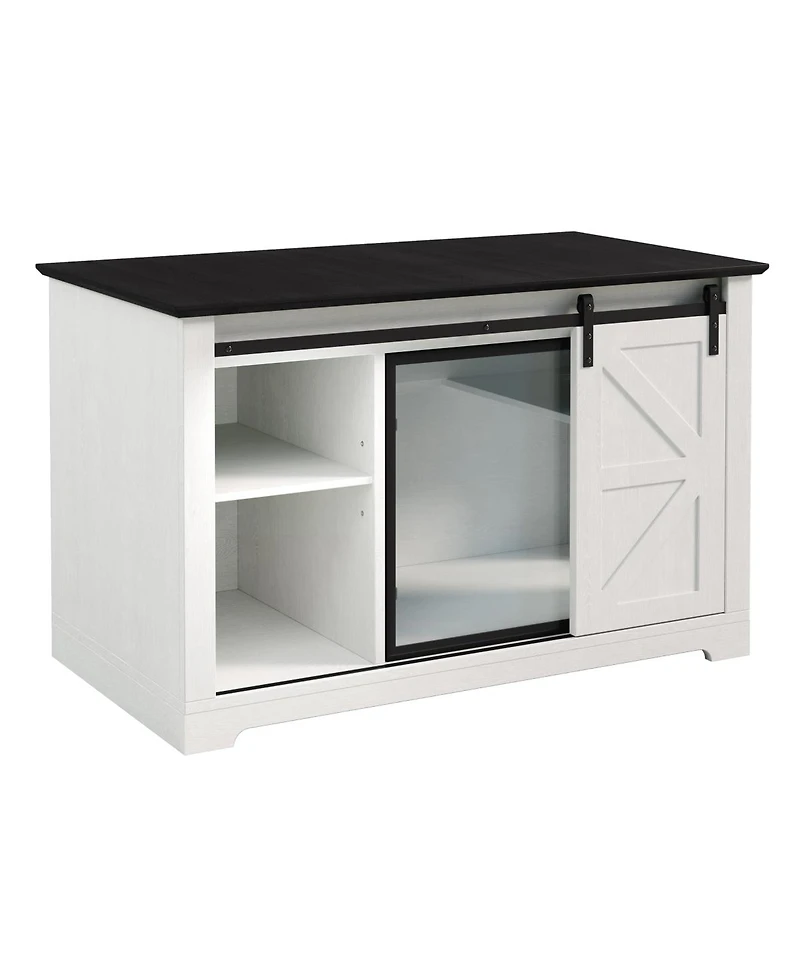 Streamdale Furniture 46" Farmhouse Cat Litter Box Enclosure with Sliding Barn Door and Led Light
