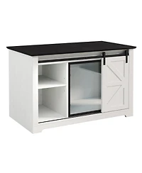 Streamdale Furniture 46" Farmhouse Cat Litter Box Enclosure with Sliding Barn Door and Led Light