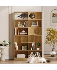 Streamdale Furniture 2-in-1 Wood Cat House and Bookshelf with Storage