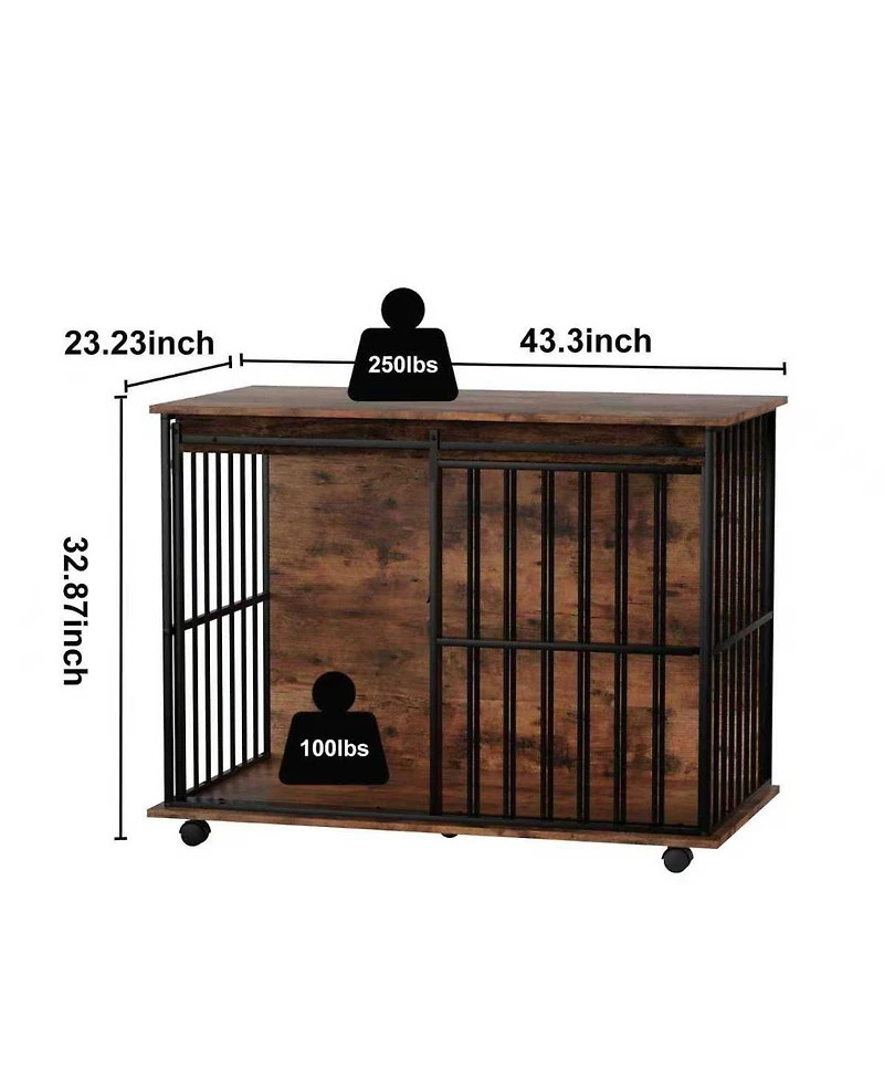 Streamdale Furniture Large Wooden Dog Crate Furniture with Tray for Medium to Large Dogs