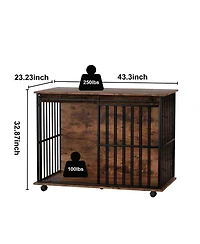 Streamdale Furniture Large Wooden Dog Crate Furniture with Tray for Medium to Large Dogs